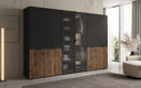 Moduro Serin – Drie-module design kledingkast met hout- en structuurglasfront