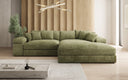 Designer-hoekbank Bernardo met brede ottomane in Ribstof