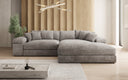 Designer-hoekbank Bernardo met brede ottomane in Ribstof