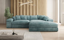 Designer-hoekbank Bernardo met brede ottomane in Ribstof