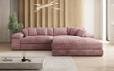 Designer-hoekbank Bernardo met brede ottomane in Ribstof