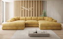 Designersofa Bernardo U met brede ottomane in ribstof