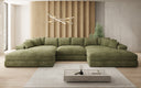 Designersofa Bernardo U met brede ottomane in ribstof
