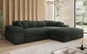 Designer-hoekbank Bernardo met brede ottomane in Ribstof