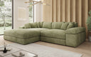 Designer-hoekbank Bernardo met brede ottomane in Ribstof