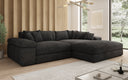 Designer-hoekbank Bernardo met brede ottomane in Ribstof