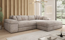 Designer-hoekbank Bernardo met brede ottomane in Ribstof