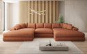 Designsofa Bernardo U met brede ottomane in structuurstof