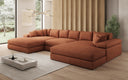 Designsofa Bernardo U met brede ottomane in structuurstof