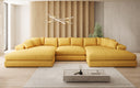 Designsofa Bernardo U met brede ottomane in structuurstof