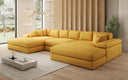 Designsofa Bernardo U met brede ottomane in structuurstof