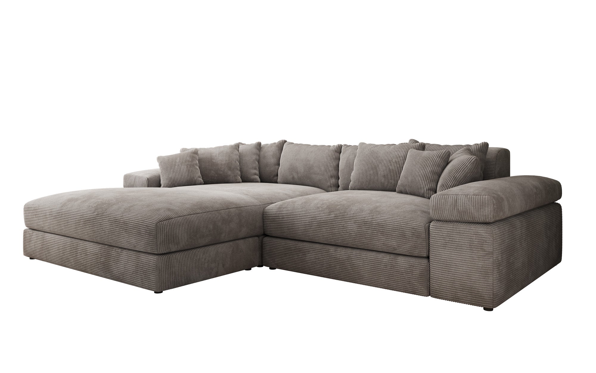 Designerbank Bernardo met brede ottomaan in ribstof