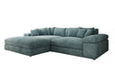 Designer-hoekbank Bernardo met brede ottomane in Ribstof