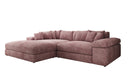 Designer-hoekbank Bernardo met brede ottomane in Ribstof