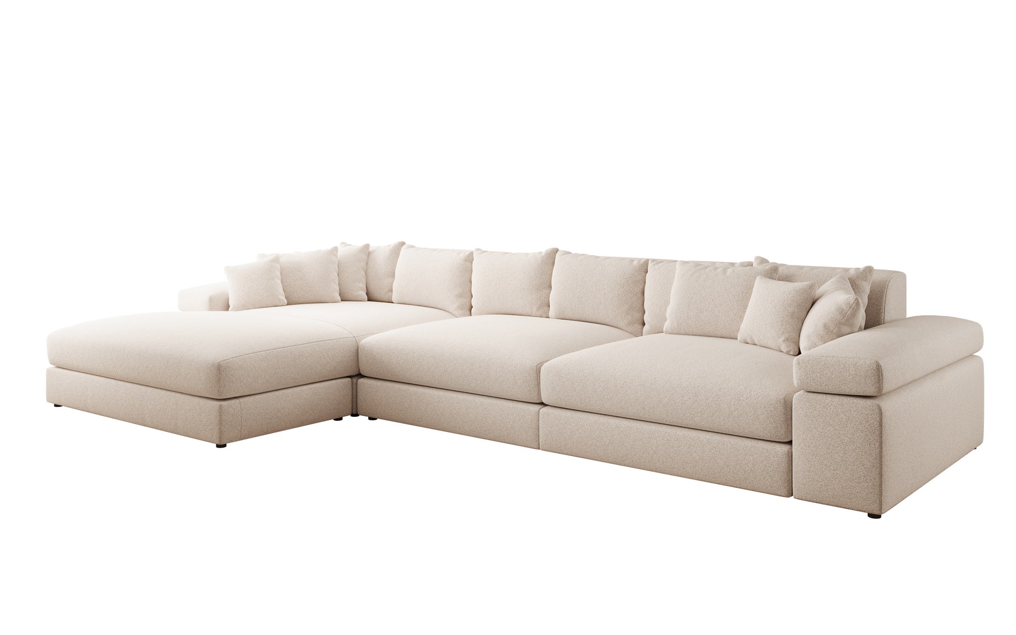 Designbank Bernardo L Maxi met brede ottomane in structuurstof