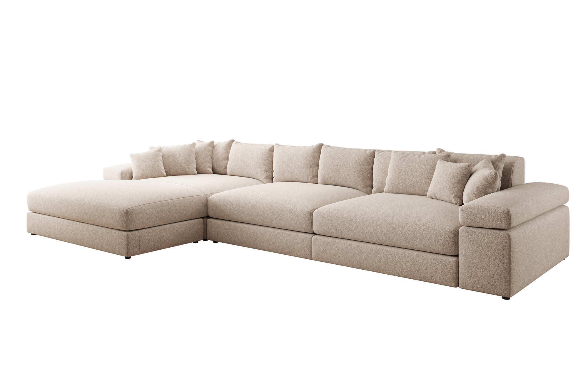 Designbank Bernardo L Maxi met brede ottomane in structuurstof
