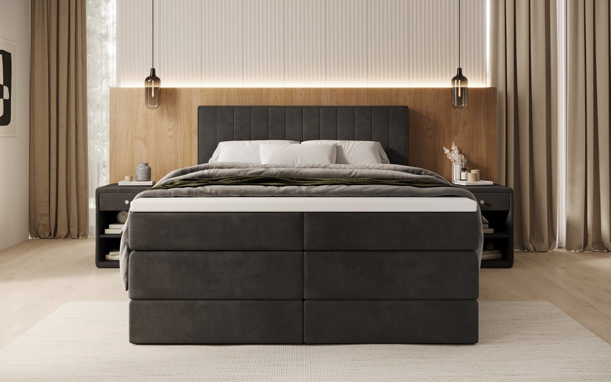 Boxspringbed Avera met opbergruimte in fluweel