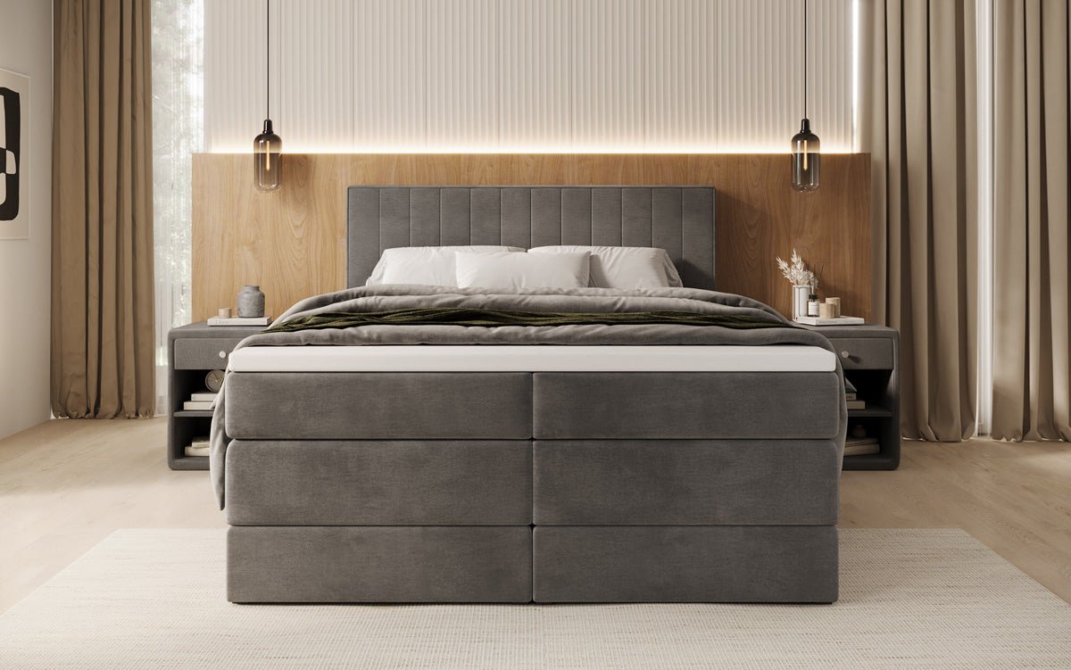 Boxspringbed Avera met opbergruimte in fluweel