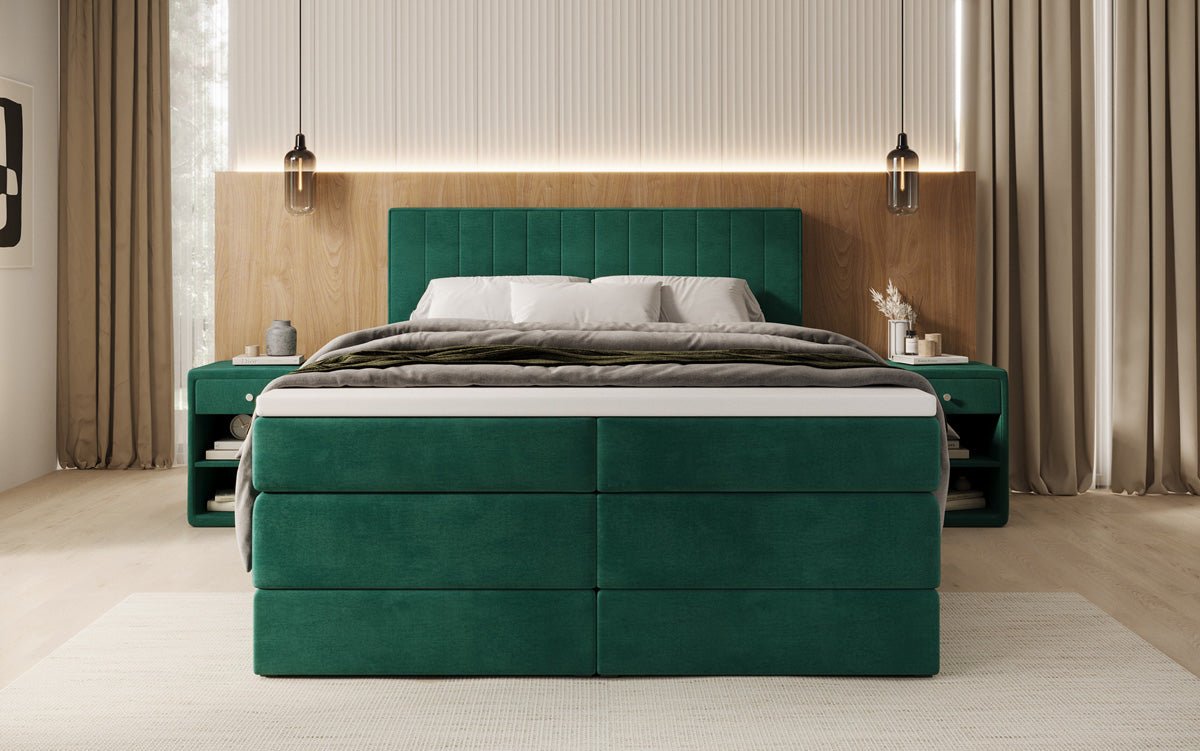 Boxspringbed Avera met opbergruimte in fluweel