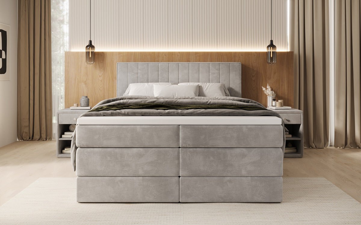 Boxspringbed Avera met opbergruimte in fluweel