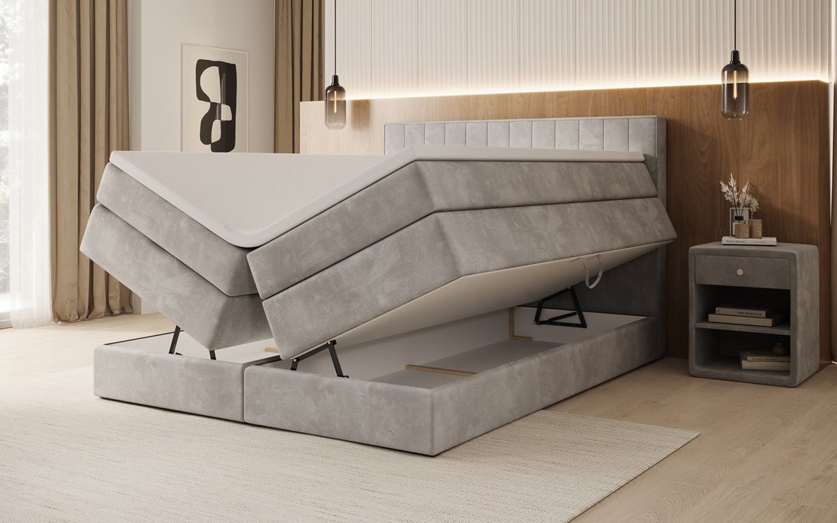 Boxspringbed Avera met opbergruimte in fluweel