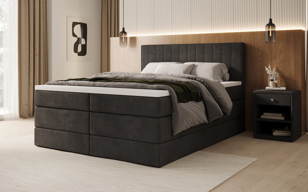 Boxspringbed Avera met opbergruimte in fluweel