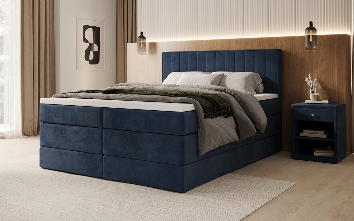 Boxspringbed Avera met opbergruimte in fluweel