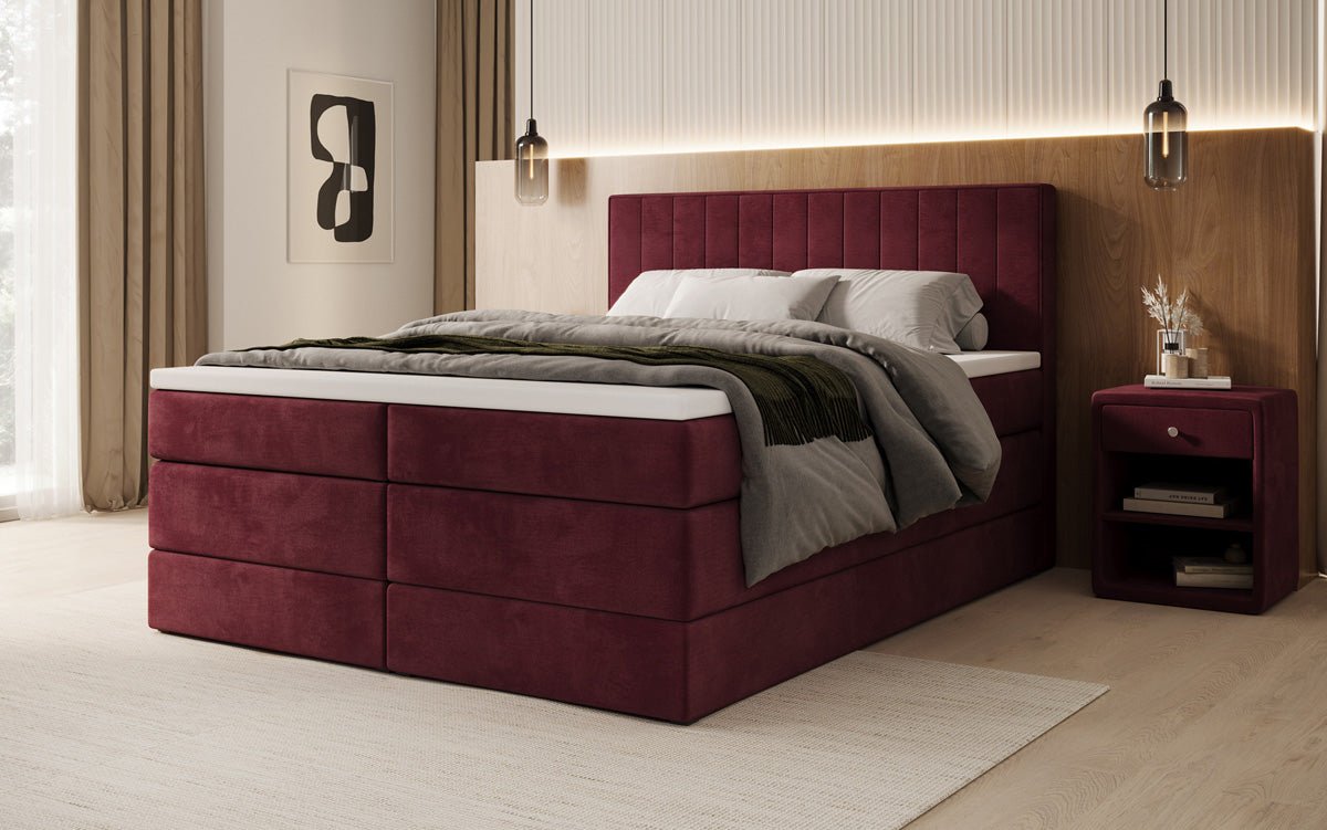 Boxspringbed Avera met opbergruimte in fluweel