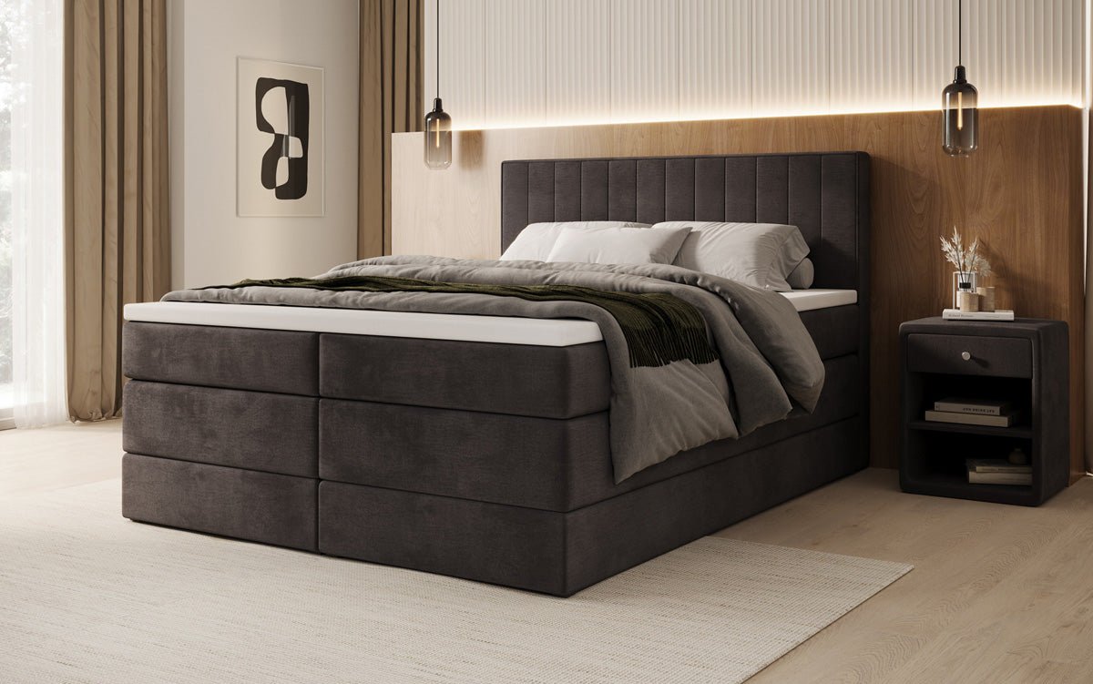 Boxspringbed Avera met opbergruimte in fluweel
