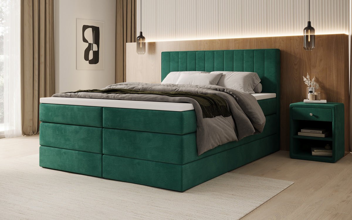 Boxspringbed Avera met opbergruimte in fluweel
