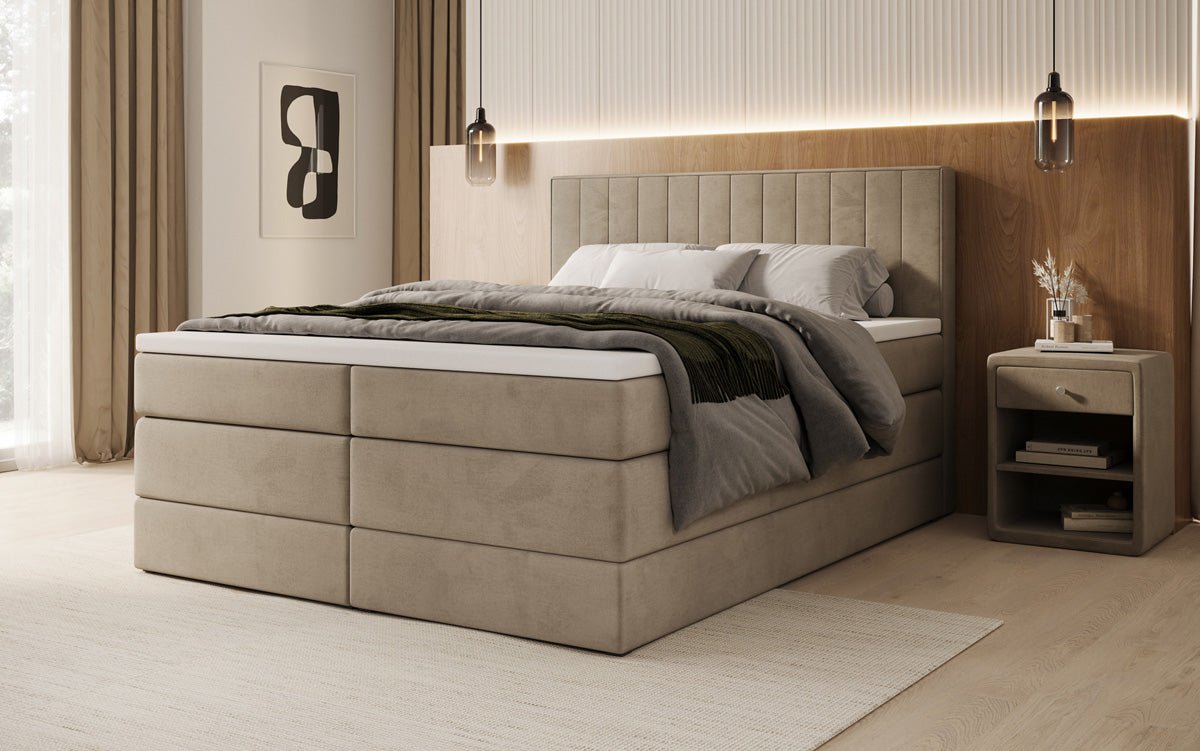 Boxspringbed Avera met opbergruimte in fluweel