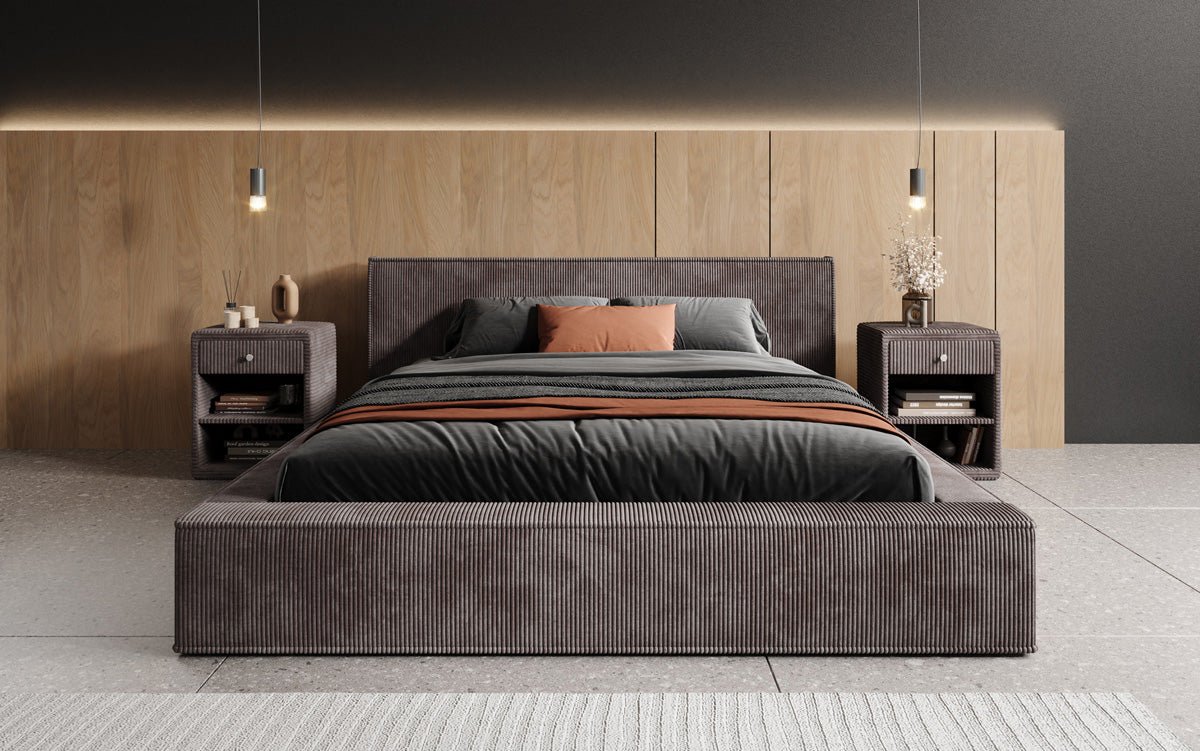 Designer gestoffeerd bed Harmon met opbergruimte