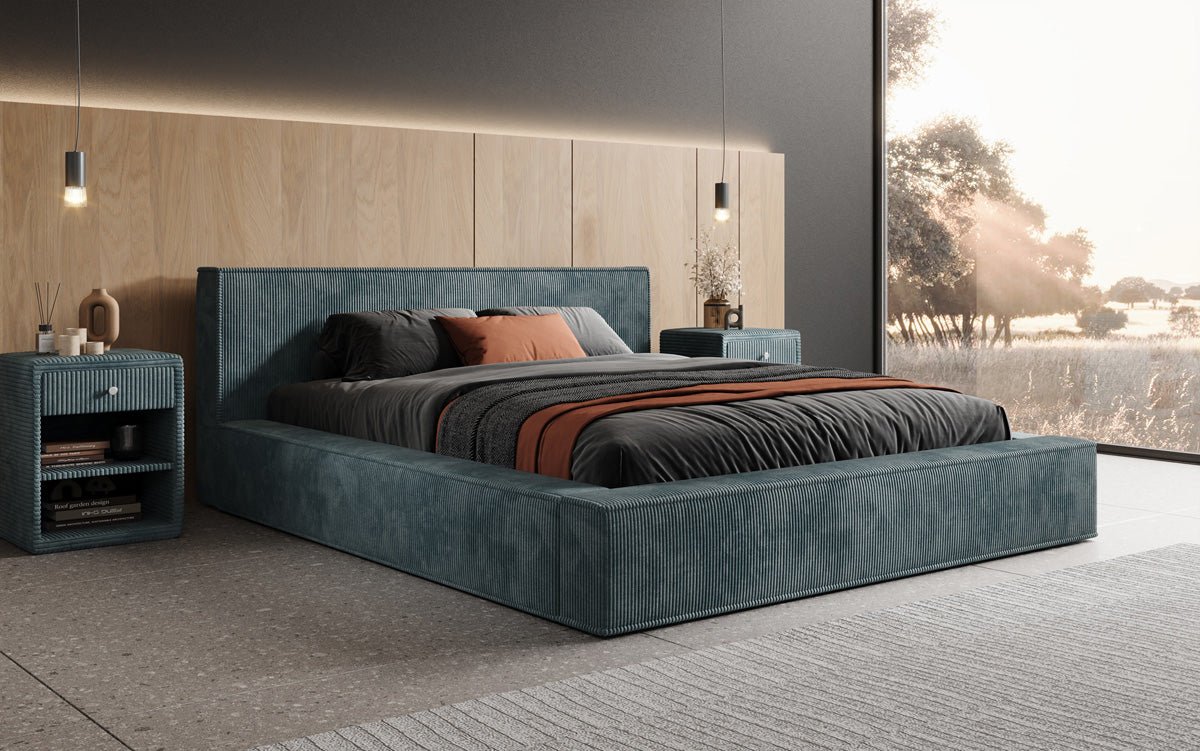 Designer gestoffeerd bed Harmon met opbergruimte
