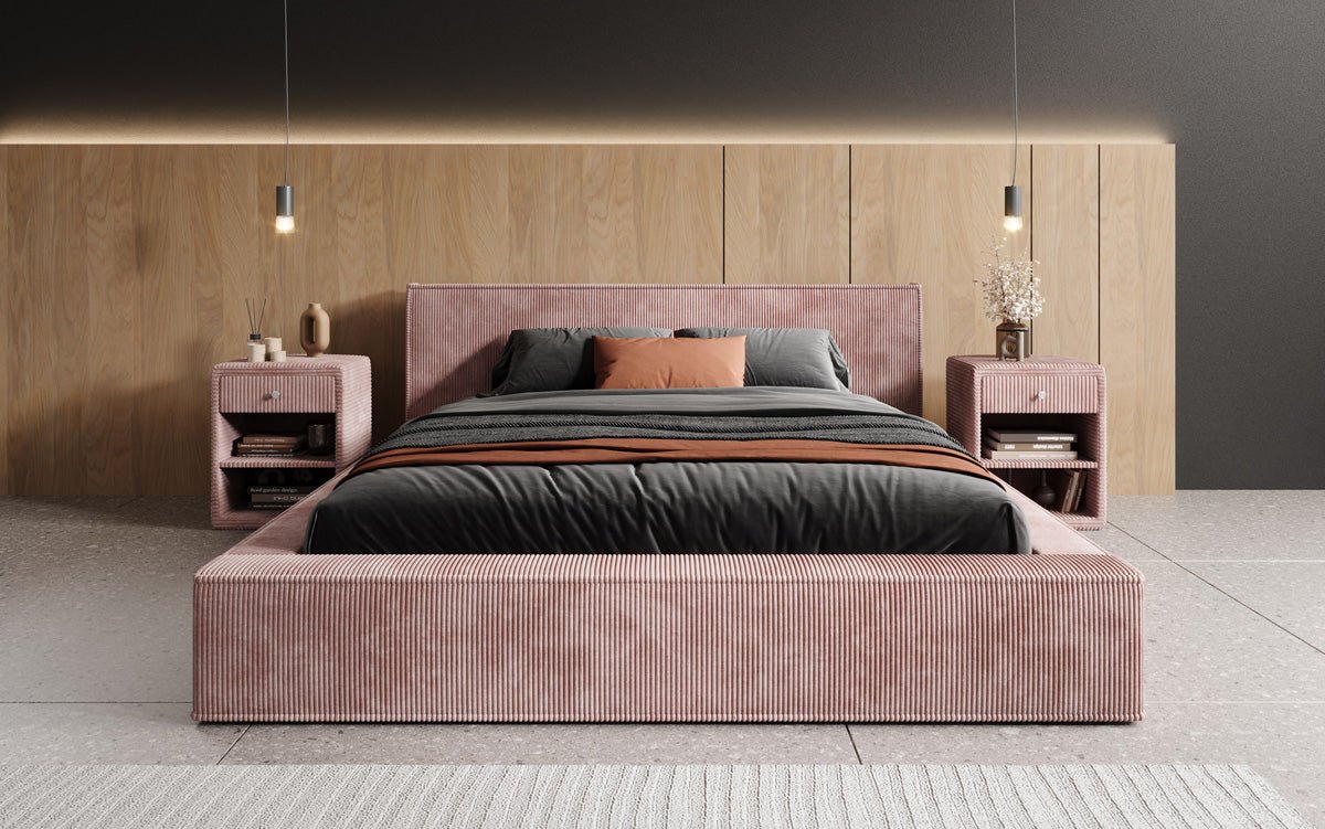 Designer gestoffeerd bed Harmon met opbergruimte