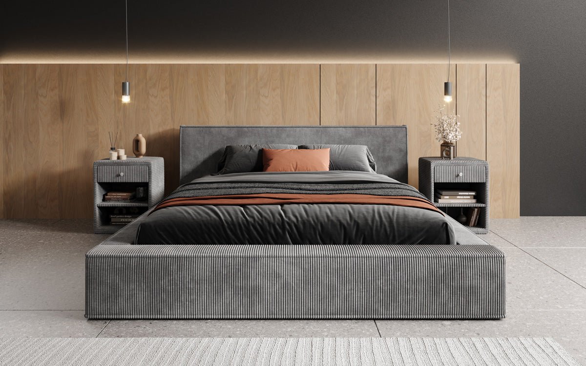 Designer gestoffeerd bed Harmon met opbergruimte