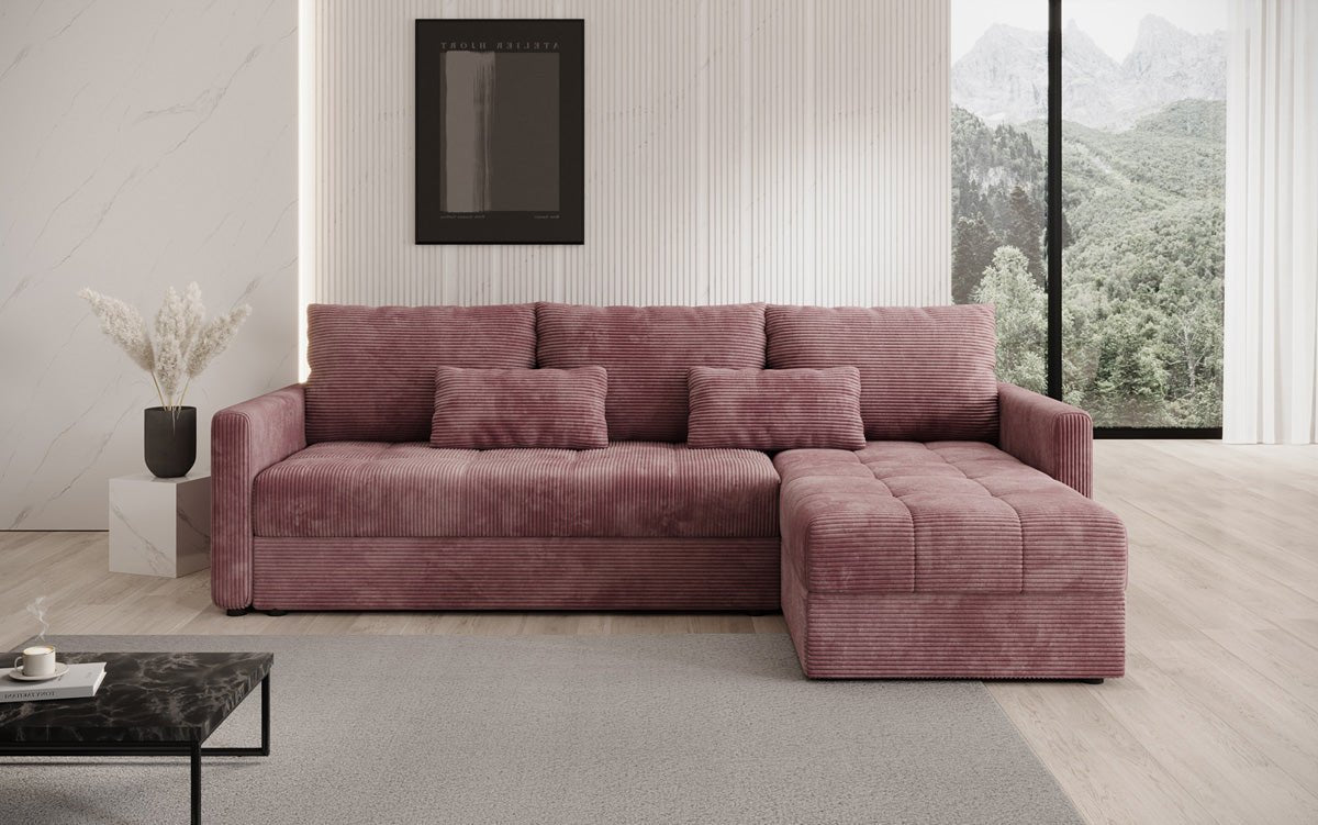 Designersofa Roma in ribstof met slaap- en klapfunctie