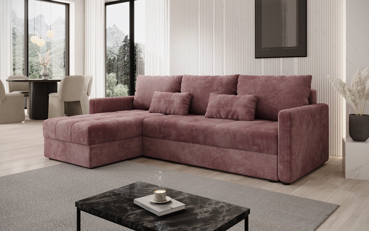 Designersofa Roma in ribstof met slaap- en klapfunctie