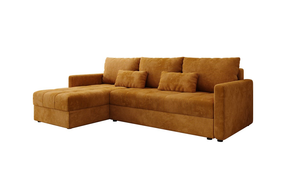 Designersofa Roma in ribstof met slaap- en klapfunctie