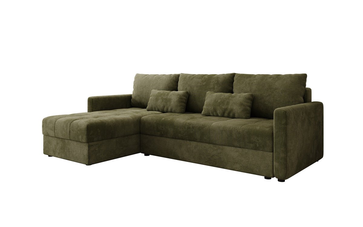 Designersofa Roma in ribstof met slaap- en klapfunctie