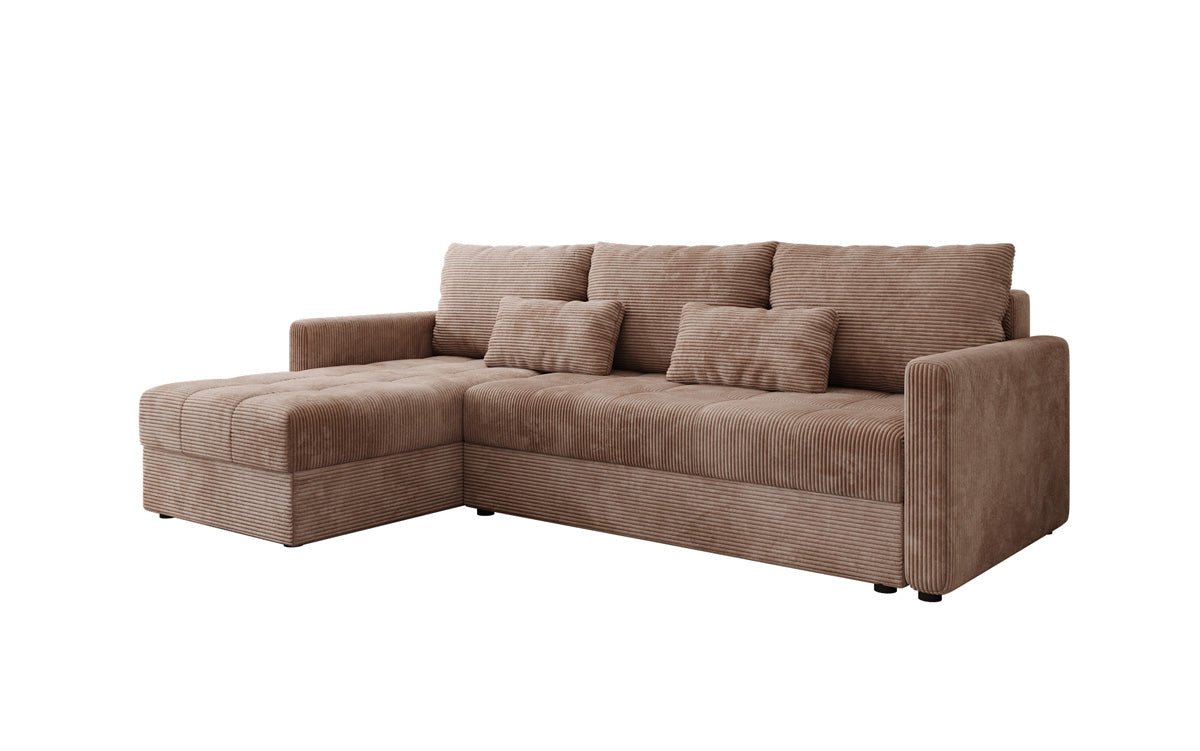 Designersofa Roma in ribstof met slaap- en klapfunctie