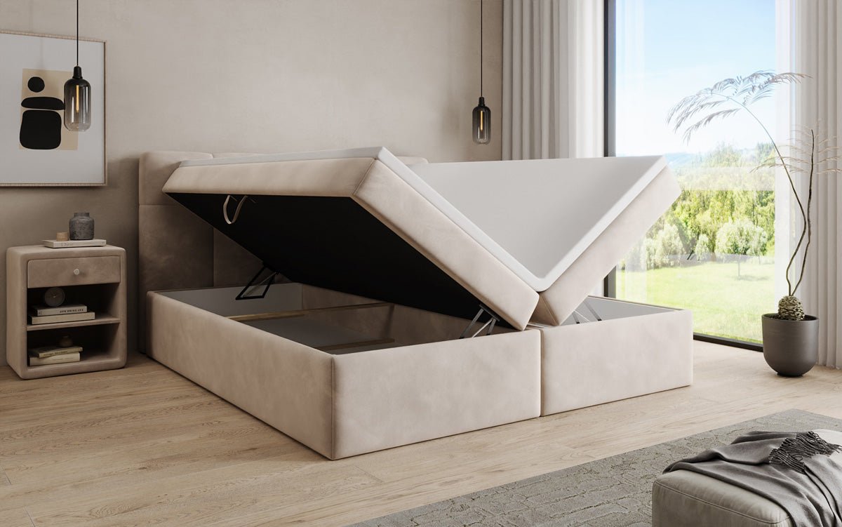Boxspringbed Cozy II fluweel met opbergruimte