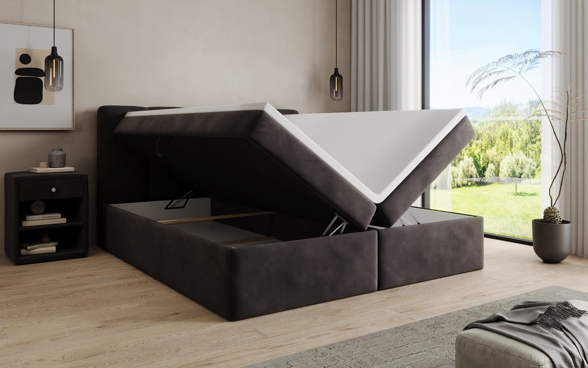 Boxspringbed Cozy II fluweel met opbergruimte