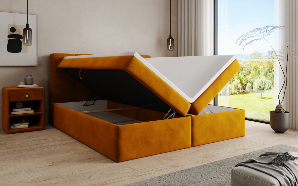 Boxspringbed Cozy II fluweel met opbergruimte