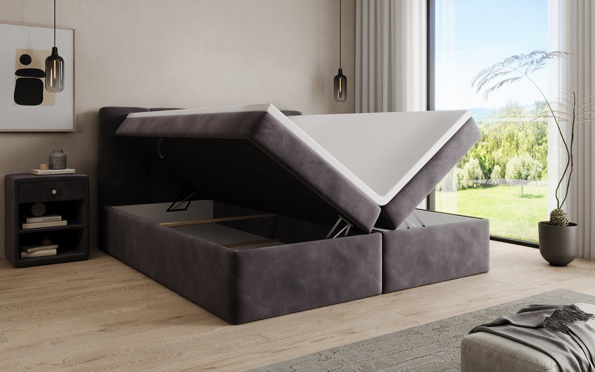Boxspringbed Cozy II fluweel met opbergruimte