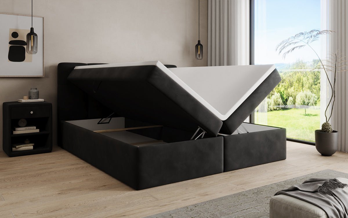 Boxspringbed Cozy II fluweel met opbergruimte