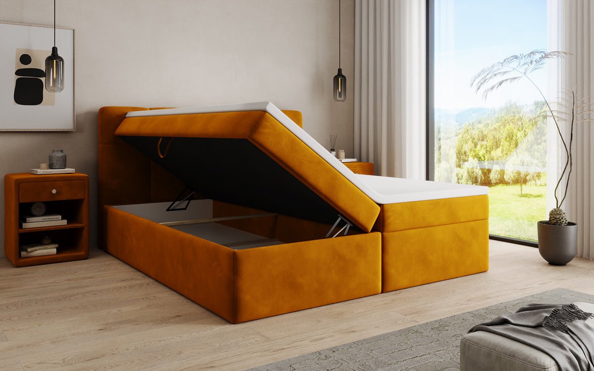 Boxspringbed Cozy II fluweel met opbergruimte