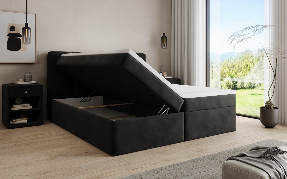 Boxspringbed Cozy II fluweel met opbergruimte