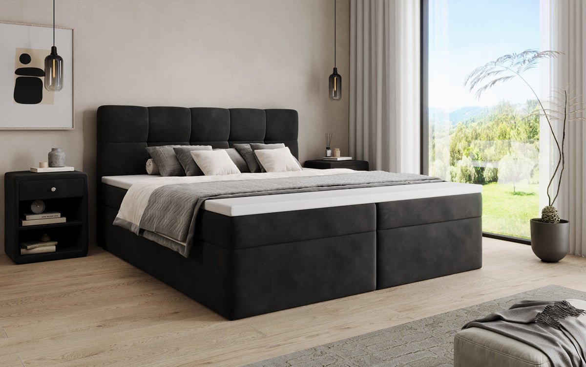 Boxspringbed Cozy II fluweel met opbergruimte