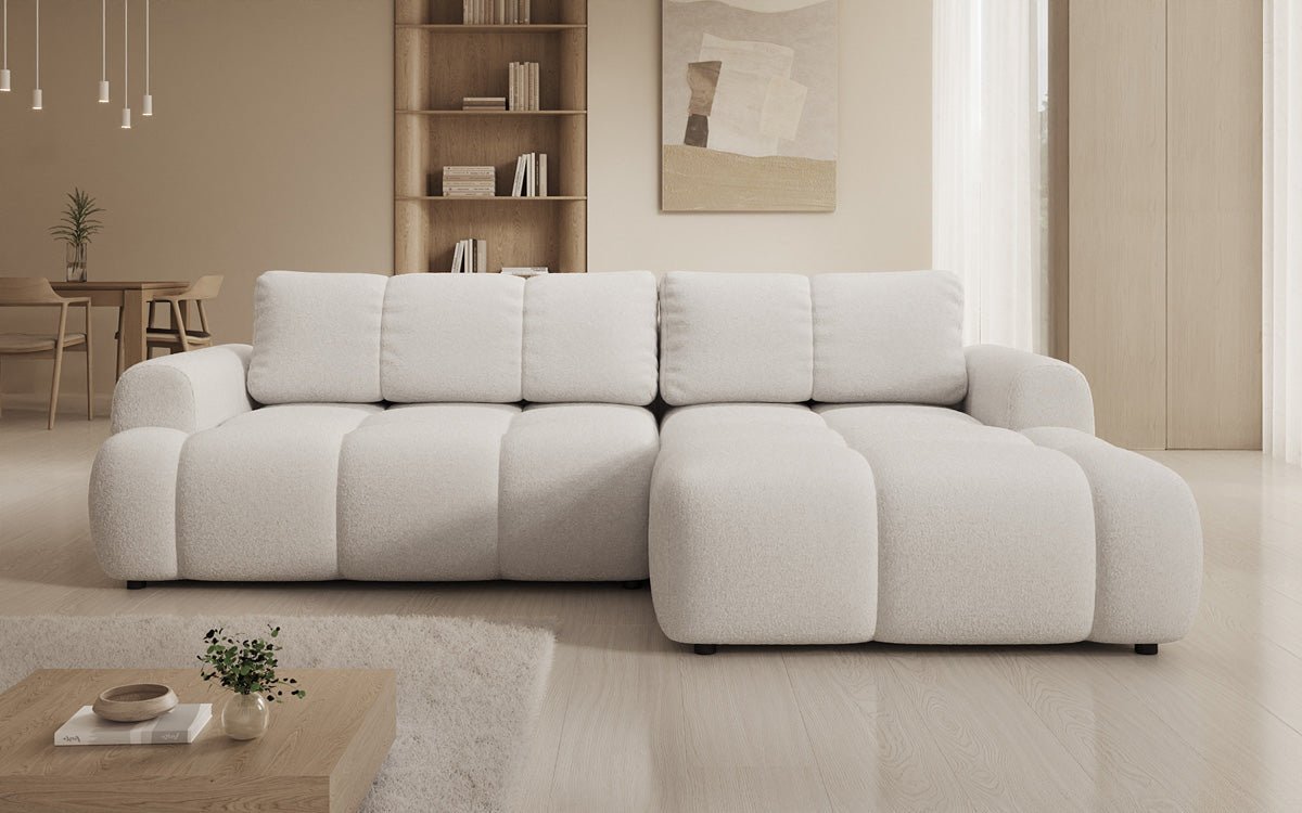 Designer Sofa Analfi L mit Schlaf- und Klappfunktion in Bouclé