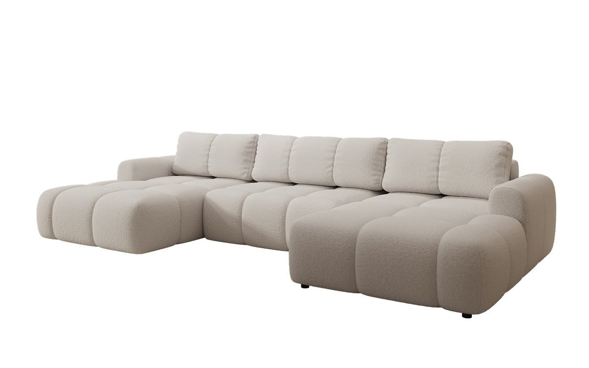 Designer Sofa Analfi U mit Schlaf- und Klappfunktion in Bouclé